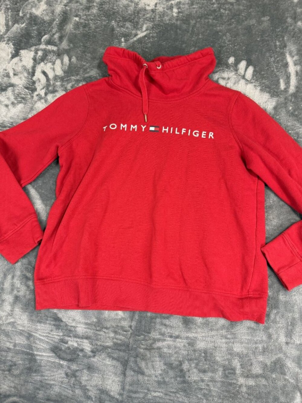 Tommy Hilfiger Sport Womens Red Logo Pullover Hoodie Sweatshirt L